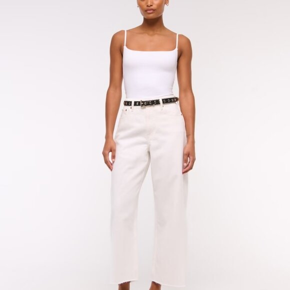 Abercrombie & Fitch Denim - Abercrombie CURVE LOVE High Rise Cropped Wide Leg Jeans Size 26 Women’s White De